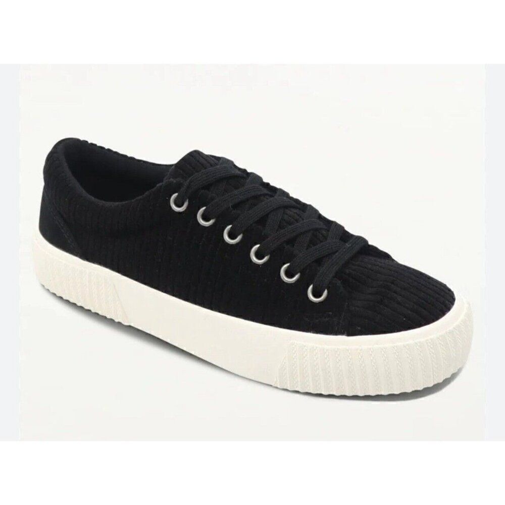 Splendid Womens Trinity Black White Ribbed Sneakers Shoes 8